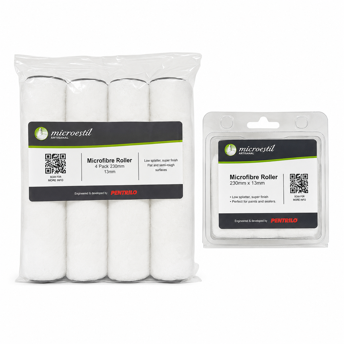 Microfibre roller refill bundle for applying microcement finishes